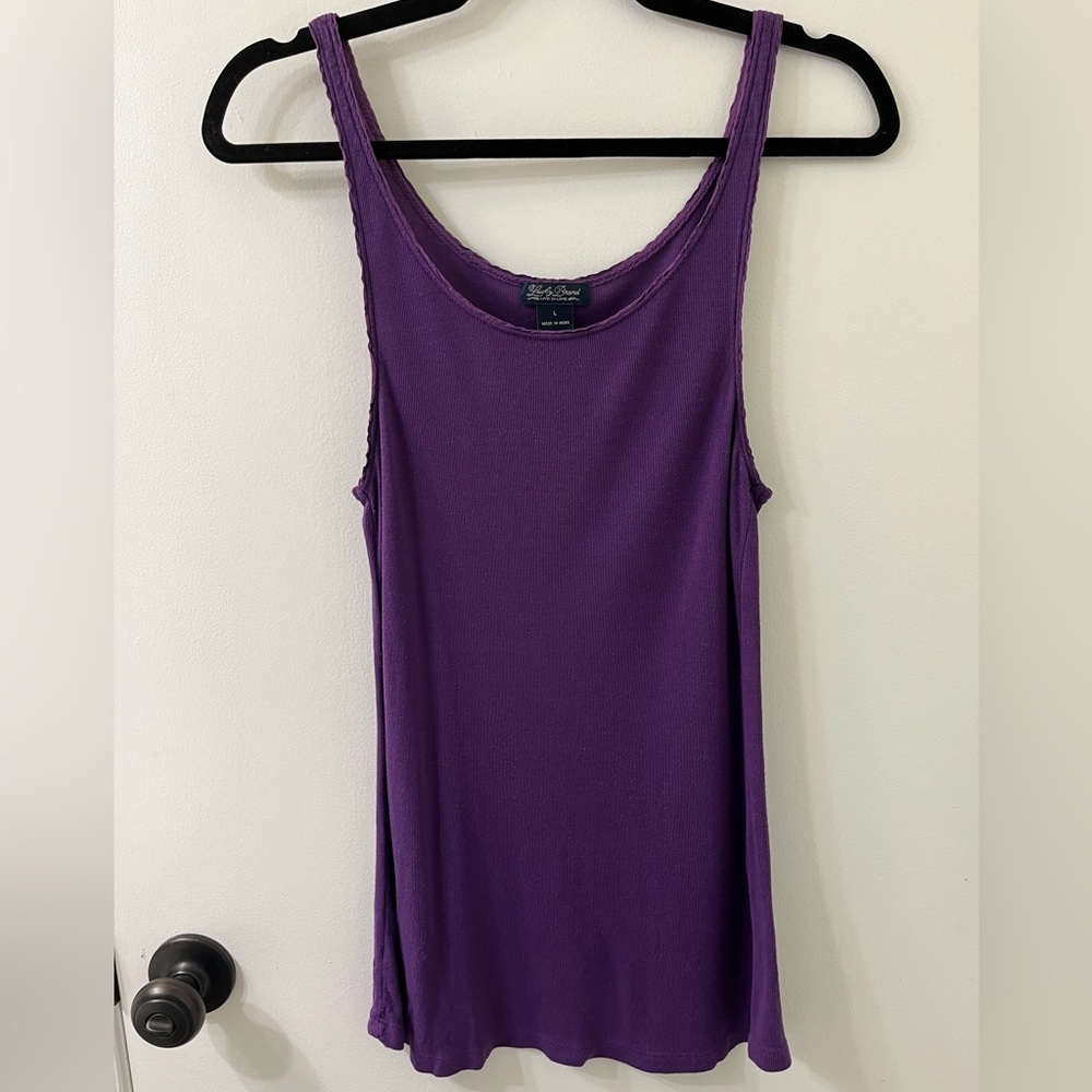 Lucky Brand Purple Ribbed Tank Top Camisole Sleeveless Violet Size Large